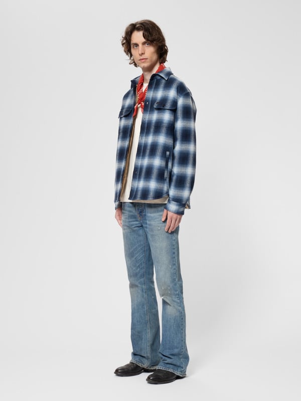 NUDIE JEANS Glenn Padded Shadow Check Shirt Blue - Prime Timers