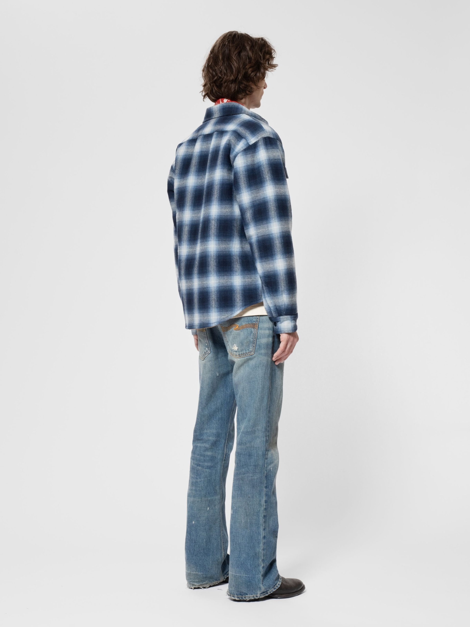 NUDIE JEANS Glenn Padded Shadow Check Shirt Blue - Prime Timers