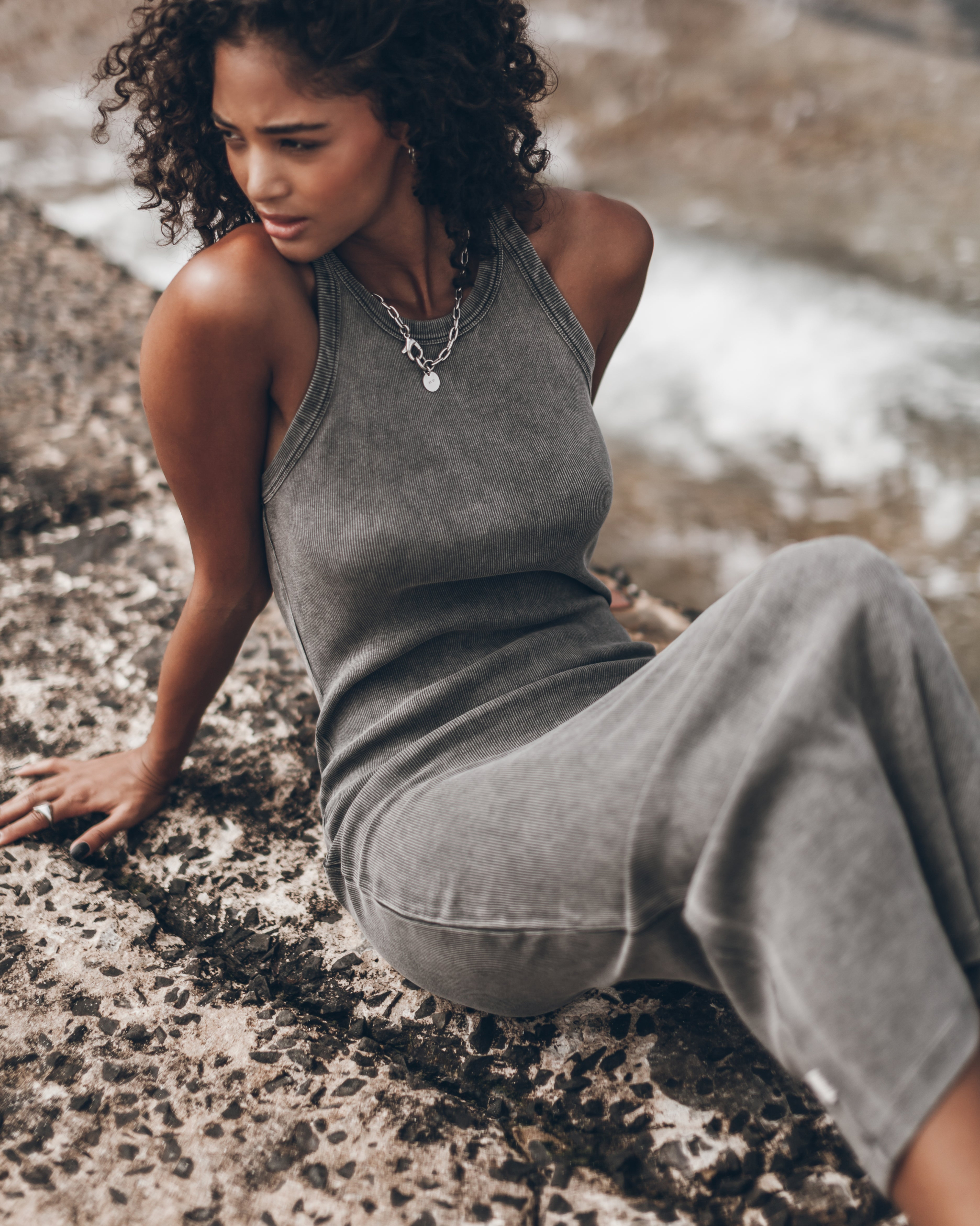 MIKUTA THE LONG STANDARD TANK DRESS Dark Faded - Prime Timers