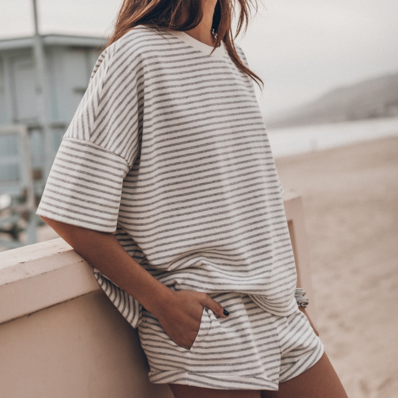 MIKUTA THE GREY  COTTON SHORTS  Striped