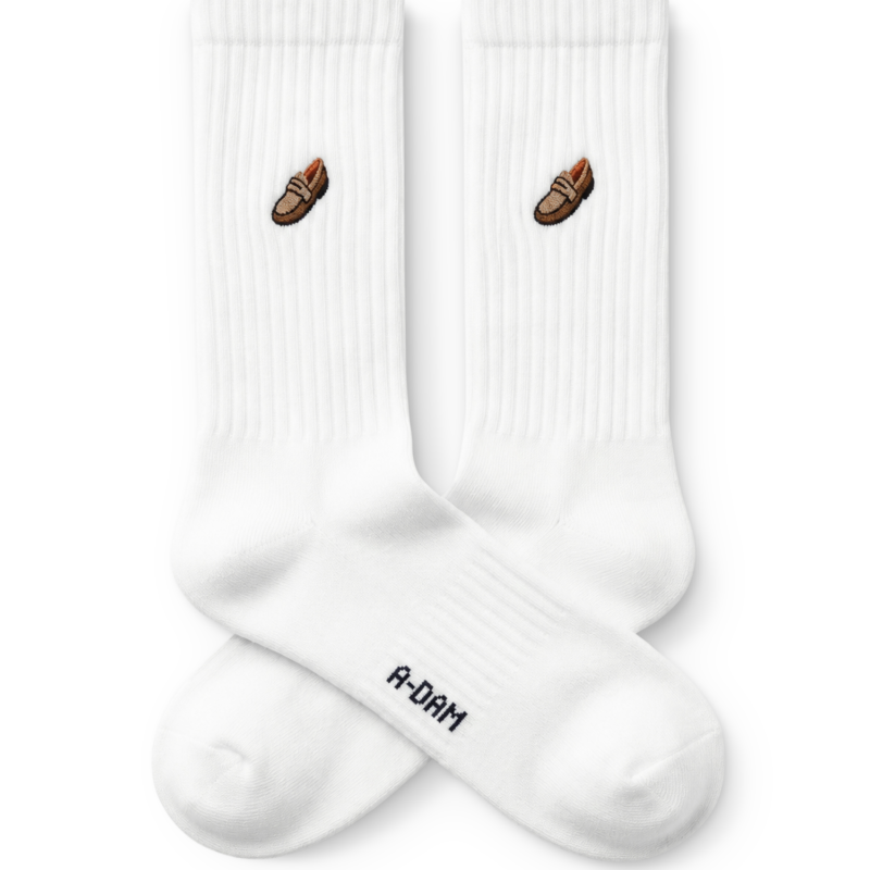 A-DAM Crew Socks Loafer White