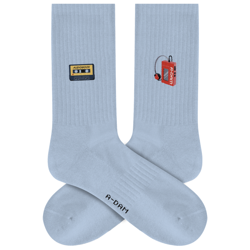 A-DAM Crew Socks Walkman_Cassette Tape Blue