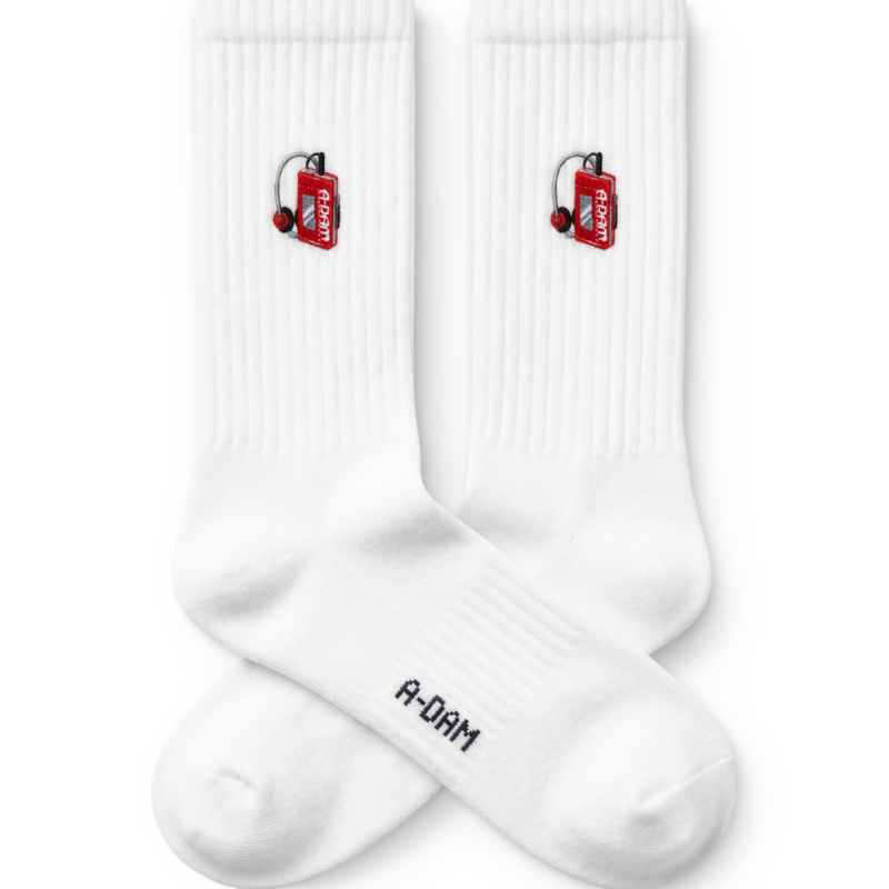 A-DAM Crew Socks Walkman White