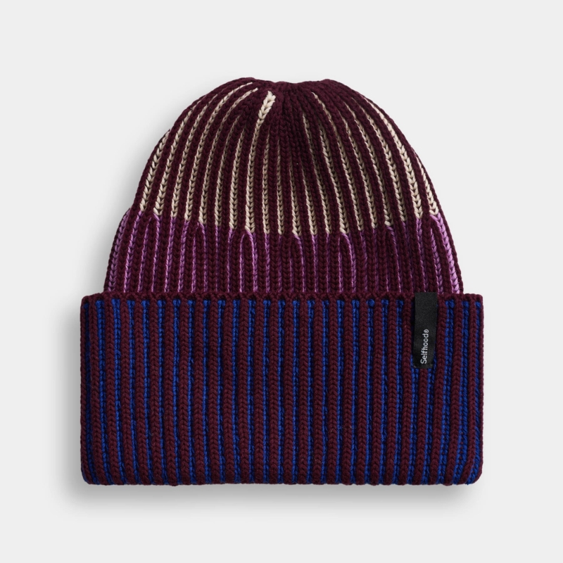 SELFHOOD Rib Block Beanie  Burgundy