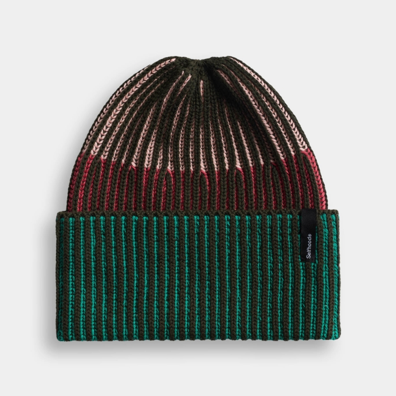 SELFHOOD Rib Block Beanie  army