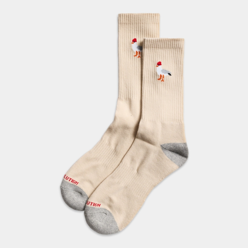 REVOLUTION Jaquard Crew Sock  offwhite