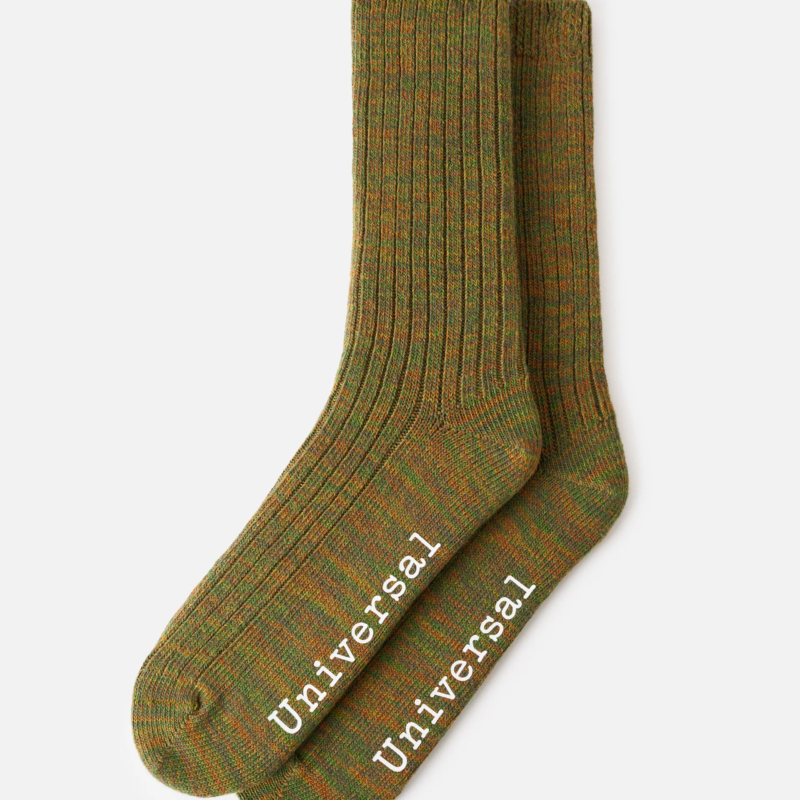 UNIVERSAL WORKS Slub Knit Slub Sock  Olive