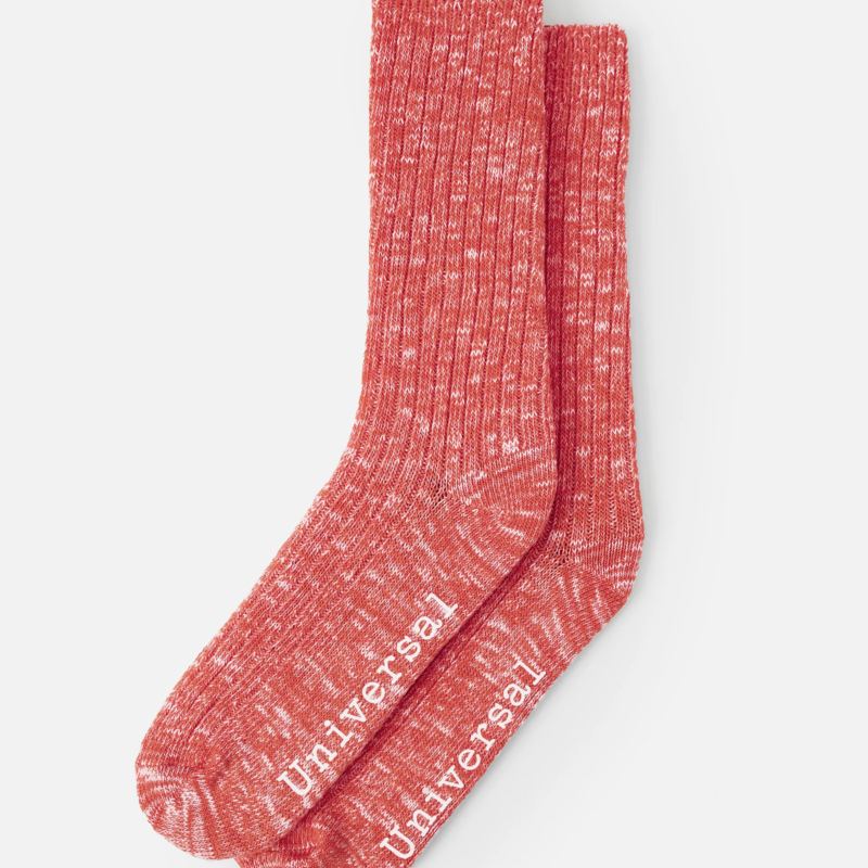 UNIVERSAL WORKS Slub Knit Slub Sock  Red